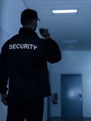 Security guard with a flash